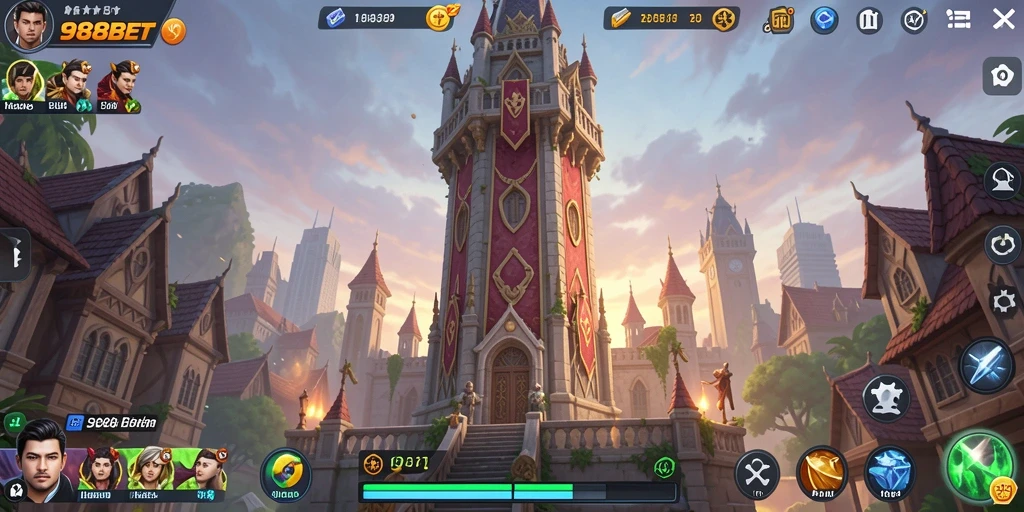 Screenshot gameplay menampilkan aksi menara pertahanan yang intens.
