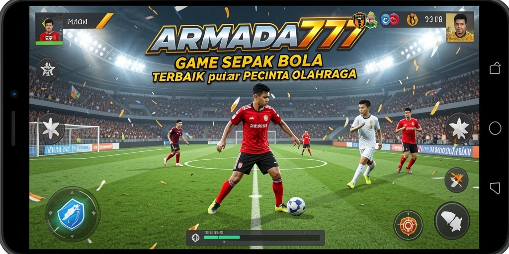 Tampilan gameplay ARMADA777 yang penuh aksi olahraga sepak bola.