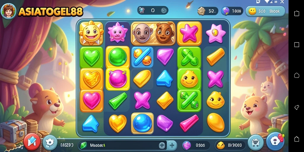 Tampilan gameplay menantang dalam ASIATOGEL88 dengan beragam permata.