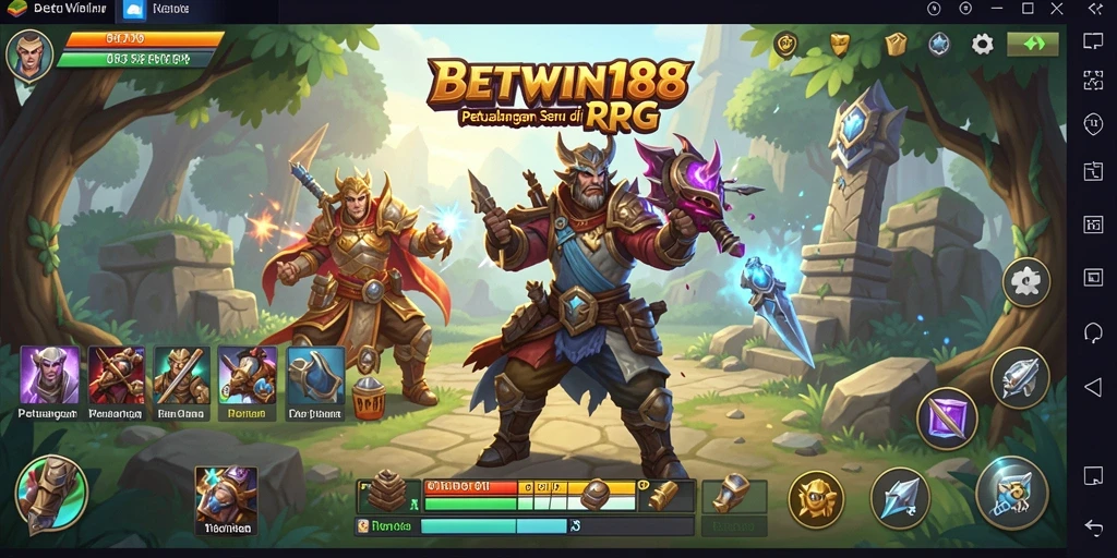 Gambar menampilkan karakter bertarung melawan monster di dunia RPG yang fantastis.