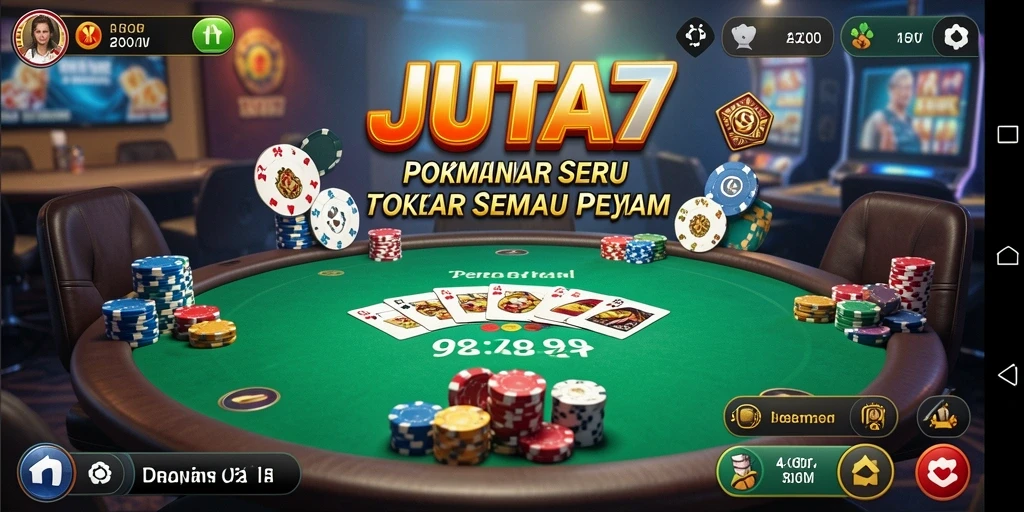 Tampilan gameplay JUTA7 yang menarik dan interaktif saat bermain poker.