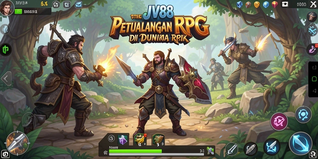 Tangkapan layar <strong>JV88</strong> menunjukkan aksi pertarungan dinamis di dalam dunia RPG.