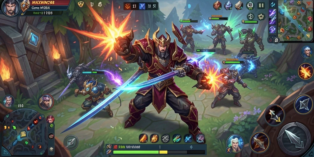 Tampilan gameplay MOBA MAXWIN288 yang mendebarkan dan penuh aksi.