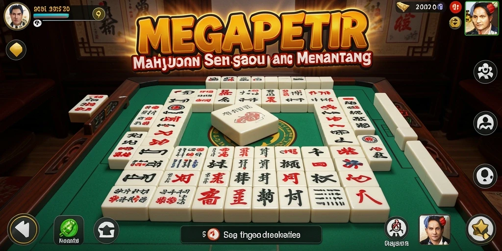 Screenshot MEGAPETIR menampilkan gameplay Mahjong yang menantang dan menarik.