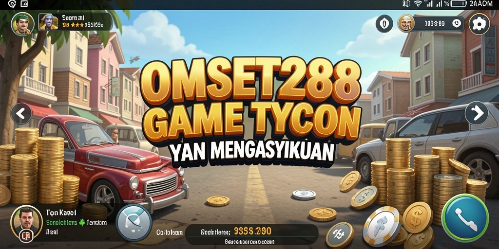 Screenshot utama OMSET288 menampilkan pemain yang membangun bisnis Tycoon.
