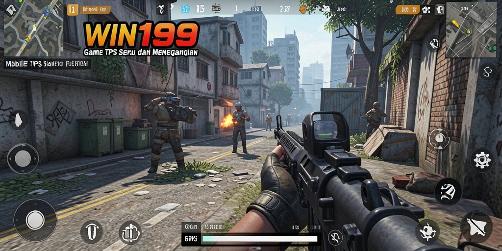 Screenshot utama WIN199 menampilkan momen aksi mendebarkan dalam gameplay TPS.
