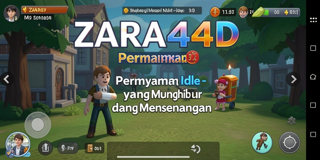 Screenshot gameplay ZARA4D menampilkan aksi karakter mengumpulkan sumber daya.